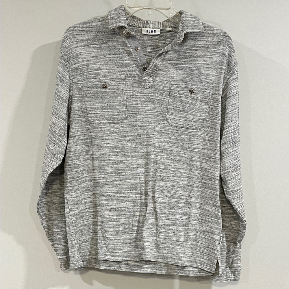 Rowm - m, knit‎ long sleeve with collar, pockets, textured